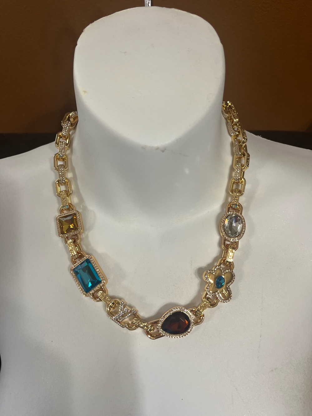 💎L0UIS VUITT0N. Tyler The Creator Paradise Stone Gold Tone Rhinestone Necklace